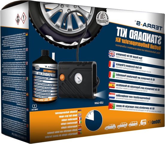 Reparatieset banden - Nooduitrusting - Pech onderweg - Repareert tot 6mm - 700 ml - Meerkleurig