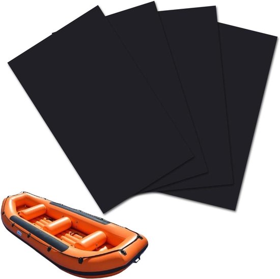 Reparatieset Boot - Waterdichte Pleisters - Watersport Reparatie - Zelfklevend PVC Materiaal - 20 x 13 cm - Zwart van Merkloos
