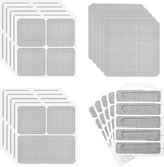 Reparatieset Gaas - Gaten Plakker - Horren Repareren - Zelfklevend Glasvezel - 20 Stuks - Grijs van Merkloos
