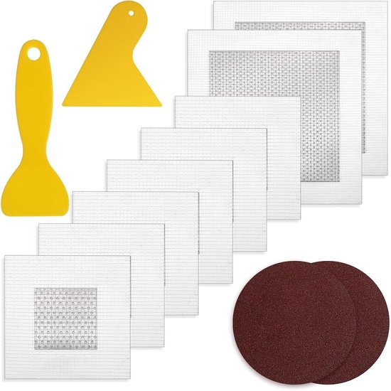 Reparatieset Gipsplaten - Muur Patch Kit - Gaten Dichten - Zelfklevend Aluminium Gaas - 10 Stuks - Wit