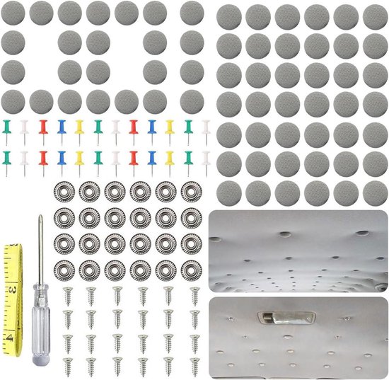 Reparatieset Hemelbekleding - Auto Dak Reparatie - Voertuig Onderhoud - Niet-destructieve Bevestiging - 100 Stuks - Grijs