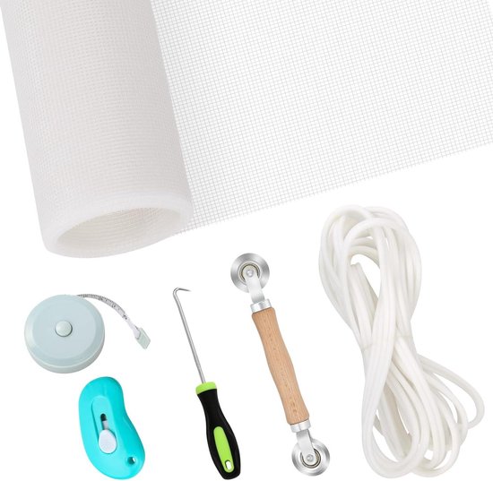 Reparatieset Horren - Gaas & Deurgaas - Scherm Herstellen - Duurzaam Glasvezel - 48 x 118 Inch - Wit