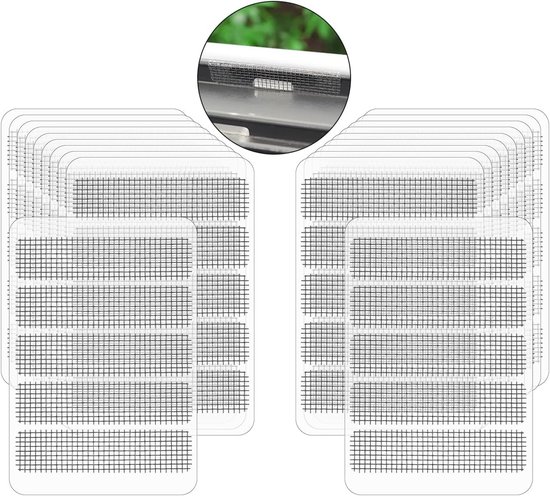 Reparatieset Horren - Plakstrips Gaas - Gaten Dichten - Sterke Lijm - 100 Stuks - Zwart van Merkloos