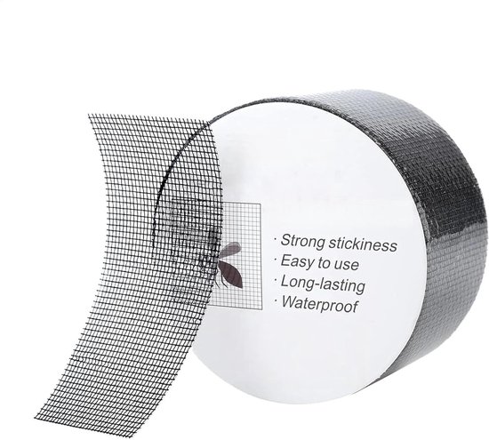 Reparatieset Horrengaas - Gaasplakker Schermtape - Gaten Dichten - Glasvezelmateriaal - 5 x 50 cm - Zwart