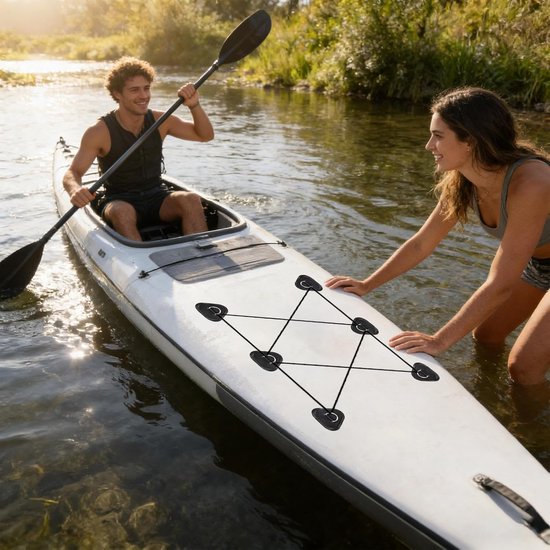 Reparatieset Kajak - Opblaasboot Kit - Watersport Reparatie - Waterdicht Roestvrij Staal - 4-delige set - Zwart