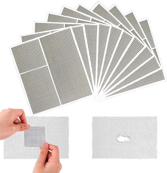 Reparatieset Klamboe - Vliegengaas Reparatie - Gaas Herstellen - Sterk Glasvezel - 10 Stuks - Grijs