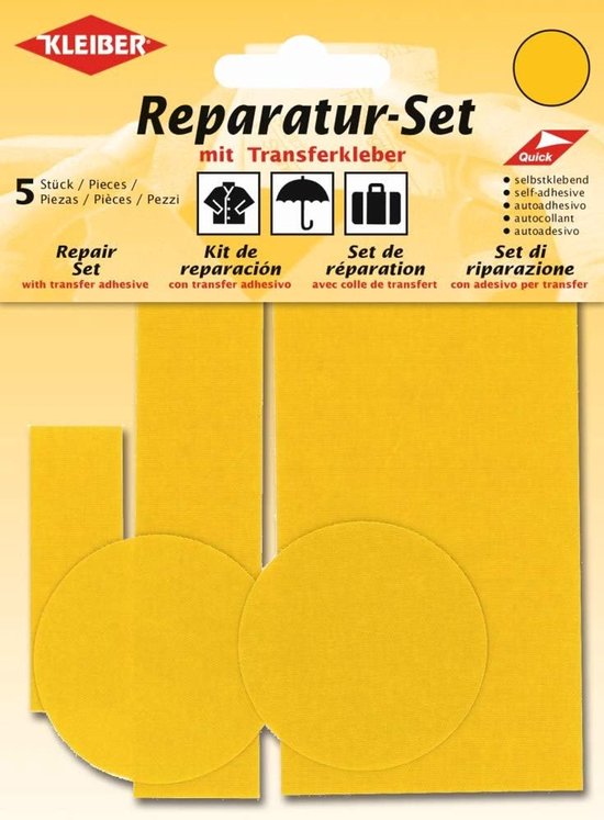 Reparatieset Kleding - Zelfklevende Patches - Snelle Kledingreparatie - Waterdicht en Duurzaam - Medium Formaat - Geel van Merkloos