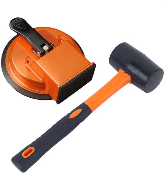 Reparatieset Laminaat - Voegenfixator Plankgrijper - Vloeren Leggen - Zuigtechnologie Viltbuffer - 306 x 12 x 119 cm - Zwart Oranje