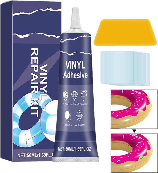 Reparatieset Luchtbed - Plakset - Opblaasbaar Repareren - Waterbestendig - 5 Plakken - Grijs