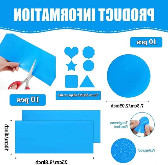 Reparatieset Opblaasbaar - PVC Pleisters Waterdicht - Gaten Dichten - Zelfklevend en Op Maat - 20 Stuks - Blauw