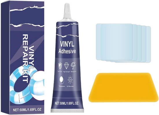 Reparatieset Opblaasbaar - Waterdichte Kit - Boot Zwembad Tent - Professionele Kwaliteit - 50ml 6x6cm Patch - Transparant van Merkloos