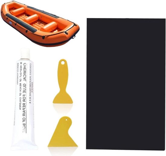Reparatieset Opblaasbare Boot - PVC Patch Kit - Watersport Reparatie - Waterdicht & Duurzaam - 4 Stuks - Zwart