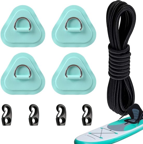 Reparatieset Opblaasbare Boten - D-ring Patch Kit - Waterdicht Repareren - Weerbestendige RVS D-ring - 4-delig - mintgroen
