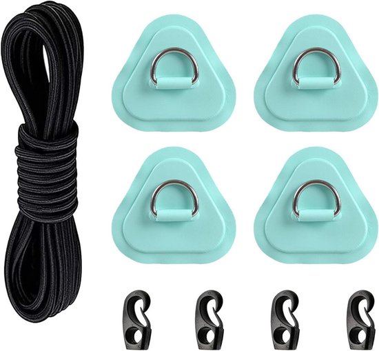 Reparatieset Paddle Board - Opblaasbare Boot Kit - Watersport Onderhoud - Roestvrijstalen D-ringen - 4-delige Set - Muntgroen