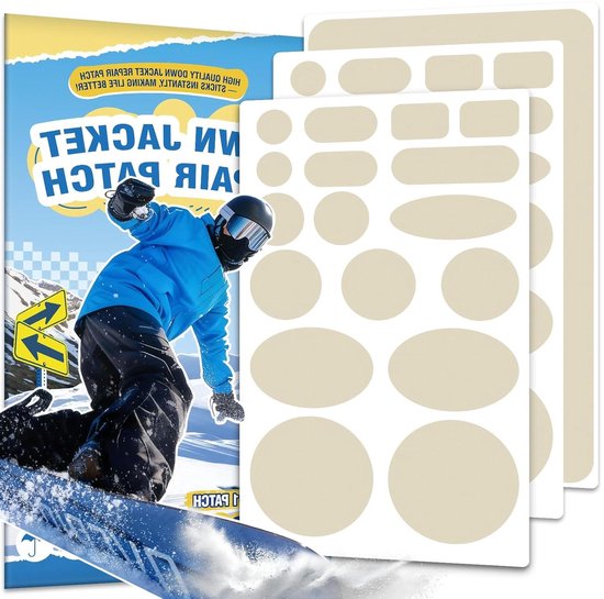 Reparatieset Stof - Kledingpatches Zelfklevend - Kleding Repareren - Waterdichte Nylon Patch - 35 Stuks - Beige