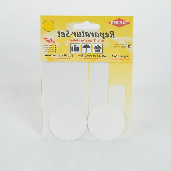 Reparatieset - Stof patches - Kleding repareren - Zelfklevend en waterdicht - 5 stuks - Wit