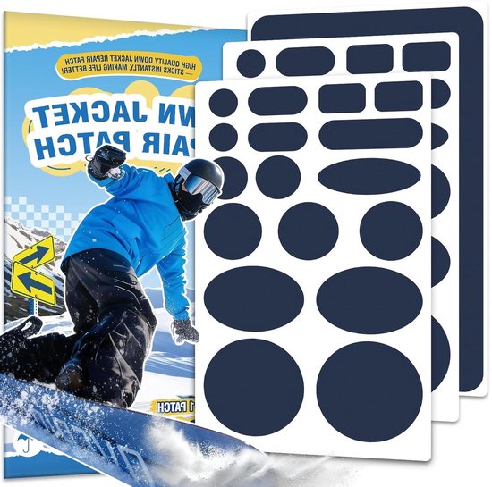 Reparatieset Stof - Zelfklevende Patches - Kleding Herstellen - Waterdicht Nylon - 35 Stuks - Marineblauw van Merkloos