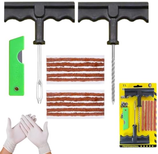Reparatieset voor autobanden - Snelle lekke bandenboor set met gereedschap en accessoires van Merkloos