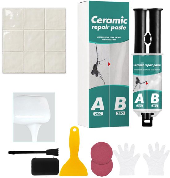 Reparatieset voor Bad, Douchebak en Tegels - Vuller voor Krassen, Gaten en Scheuren in Keramiek, Acryl en Glasvezel van Merkloos
