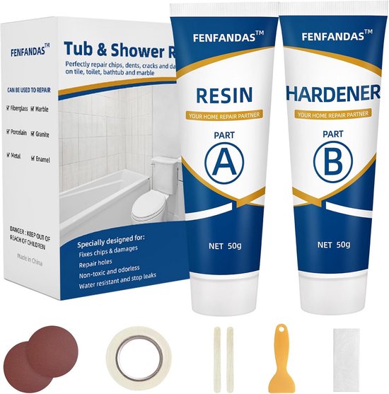 Reparatieset voor Badkuip, Tegels en Zink - Reparatie van Krassen en Scheuren in Keramiek en Acryl van Merkloos