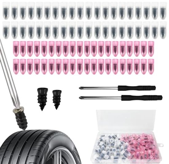 Reparatieset voor Banden - 80 Stukken, Inclusief Rubber Nagels en Schroevendraaiers van Merkloos