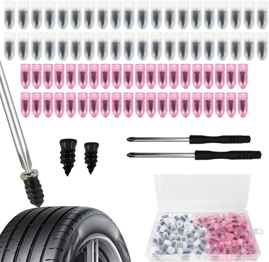 Reparatieset voor Banden - 80 Stukken, Inclusief Rubber Nagels en Schroevendraaiers