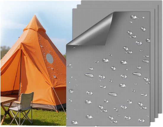 Reparatieset voor donsjack met zelfklevende patches, waterdicht en scheurvast, ideaal voor jassen, tenten en slaapzakken, lichtgrijs en vierkant
