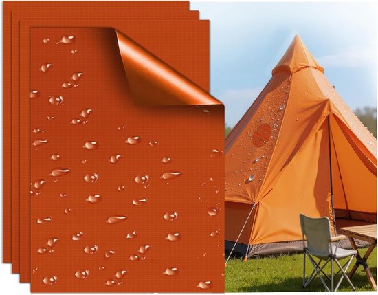 Reparatieset voor Donsjackets met Zelfklevende Patches van Waterdicht Nylon - Ideaal voor Jassen, Tenten en Slaapzakken in Oranje