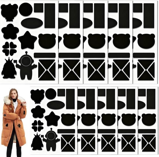 Reparatieset voor donsjassen - Patch set Kleding reparatie - Gaten dichten - Zelfklevend nylon - 10 stuks - Zwart