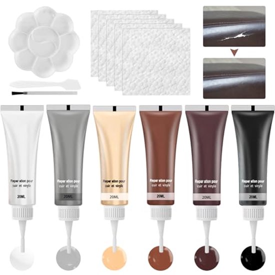 Reparatieset voor leer - 6 Kleuren voor Leren Meubels en Jassen van Merkloos