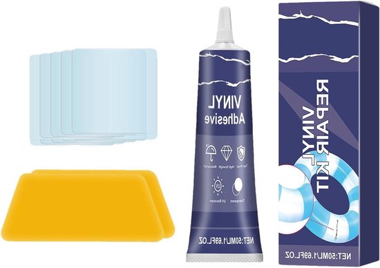Reparatieset voor luchtbedden - Lekken repareren - Watersport reparatie - Weerbestendig materiaal - 5 patches - Grijs
