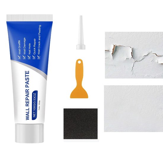 Reparatieset Wand - Gatkit Plafond - Muren Herstellen - Alles-in-één Kit - 100g Pasta - Wit
