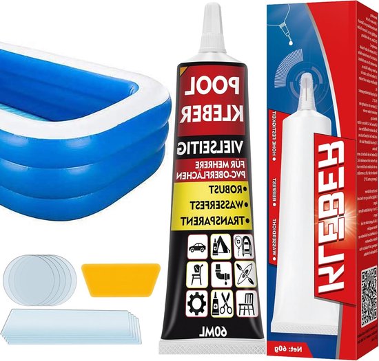 Reparatieset Zwembad - Lijm Set - Opblaasbare Artikelen Repareren - Waterdichte Lijm - 16 x 4.4 x 3.4 cm