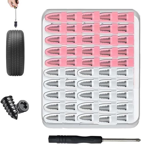 Reparatiespijkers - Banden reparatie - Lekke banden dichten - Zelfservice reparatieset - 50 stuks - Zwart