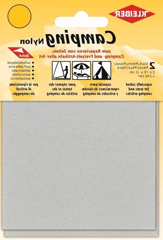 Reparatiestickers - Stofstickers Outdoor - Tent Repareren - Zelfklevend Waterdicht - 2 stuks 10x12 cm - Lichtgrijs
