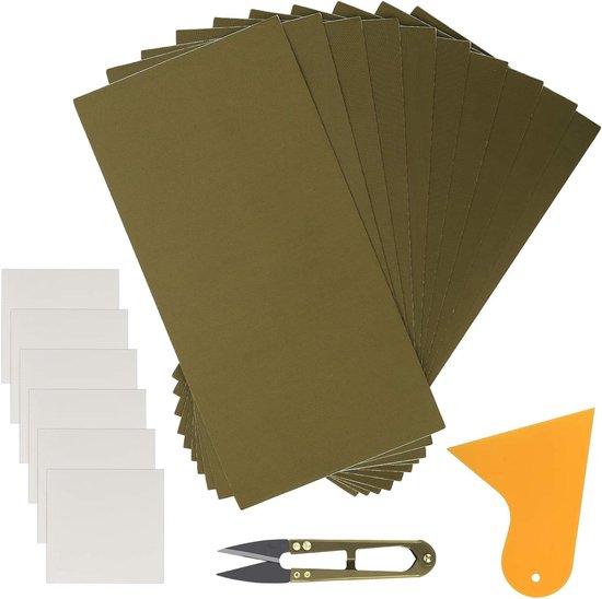 Reparatiestickers - Waterdichte Patches - Outdoor Reparatie - Zelfklevend Nylon - 18 Stuks - Donkergroen Transparant