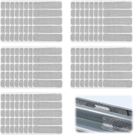 Reparatietape Horren - Vliegengaas Stickers - Gaten Dichten - Sterke Lijm - 6 x 1.5 cm - Grijs van Merkloos