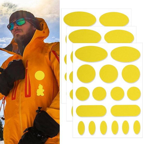 Reparatietape Set - Kleding Herstel - Buiten Kleding - Zelfklevend Waterdicht - Rond Ovaal - Geel van Merkloos