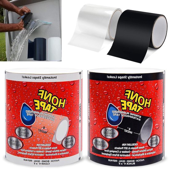 Reparatietape Set - Waterdichte Afdichting - Lekken Stoppen - Voor Natte Oppervlakken - 2 Stuks - Transparant van Merkloos