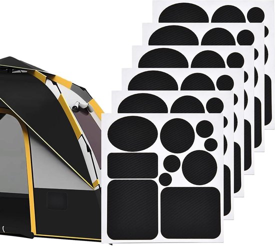 Reparatietape Set - Zelfklevende Patches - Outdoor Uitrusting Herstellen - Waterdicht & Scheurbestendig - 6 Stuks - Zwart