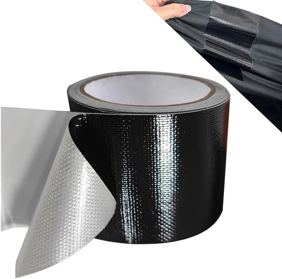 Reparatietape - Zeil reparatie - Buitenluifels repareren - Waterdicht weerbestendig - 8 cm x 10 m - Zwart van Merkloos