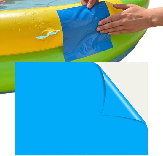 Reparatietape - Zelfklevende patches - Opblaasbaar speelgoed repareren - Sterke waterdichte hechting - 125 x 85 cm - Blauw en transparant