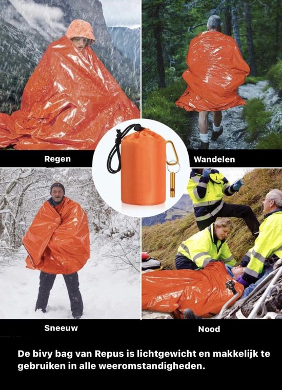 REPUS Nood Slaapzak - Life Bivy - Travel safe |Lichtgewicht slaapzak - Bivakzak - Extreme light |Camperen - Outdoor - Camping - Musthave |Slaapzak - Wandelen - Tent - Reizen - Roadtrip | van Repus