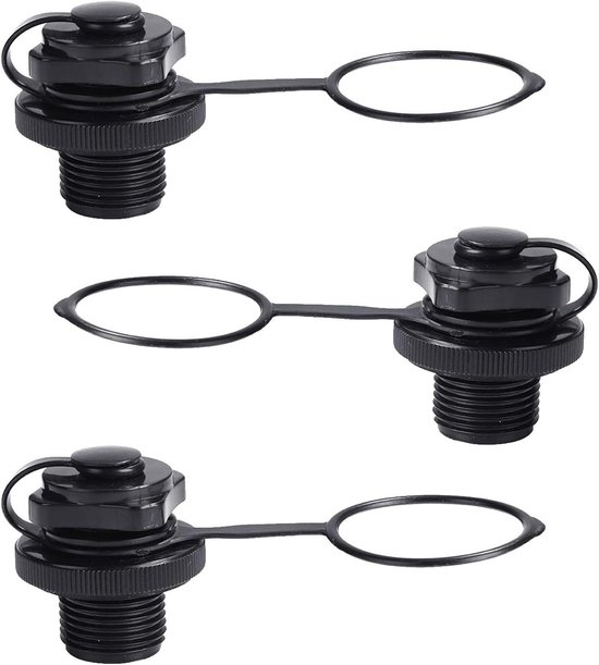 Reserveerbare Luchtklep - Ventiel Boot Kayak - Lekvrij Varen - Anti-lek Systeem - 3 stuks - zwart van Merkloos