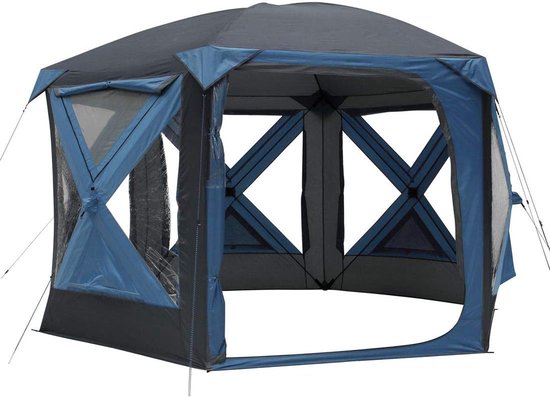 Retadou - Pop-up paviljoen Levanzo Event Dome Shelter 8,5 m², UV 50+ beschermtent voor 4-6 personen, familietent, stahoogte, bodembak, waterdicht, 5000 mm, blauw/grijs van Retadou