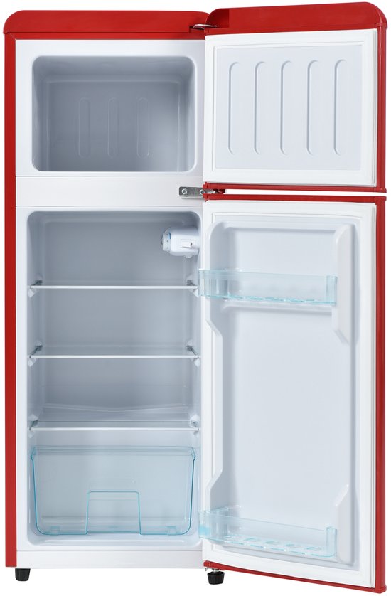 Retro koelkast - Koel-vriescombinatie - Compacte koelkast - 92 liter - Dubbele deur - 7 standen - Stil 45dB - Woonkamer - 105,5cm - Koelen