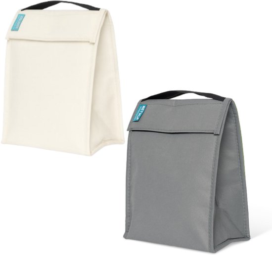 Retulp Fridgebag - Lunchtas - Koeltas - Koeltasje klein - Gemaakt van koelkast - Koeltas lunch - 9 liter - 2 Stuks - Grijs - Wit van Retulp