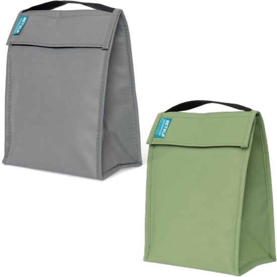 Retulp Fridgebag - Lunchtas - Koeltas - Koeltasje klein - Gemaakt van koelkast - Koeltas lunch - 9 liter - 2 Stuks - Groen - Grijs van Merkloos
