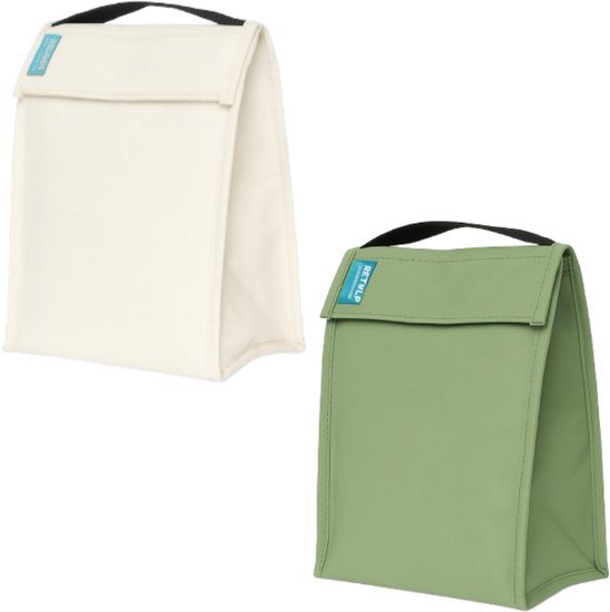 Retulp Fridgebag - Lunchtas - Koeltas - Koeltasje klein - Gemaakt van koelkast - Koeltas lunch - 9 liter - 2 Stuks - Groen - Wit van Merkloos