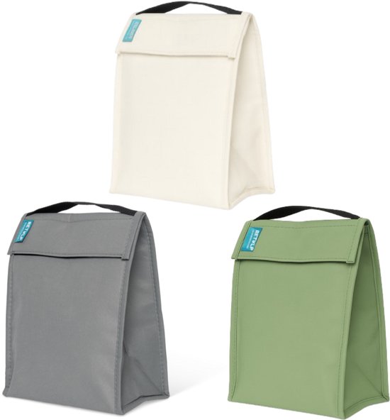 Retulp Fridgebag - Lunchtas - Koeltas - Koeltasje klein - Gemaakt van koelkast - Koeltas lunch - 9 liter - 3 Stuks - Grijs - Groen - Wit van Merkloos